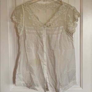 Cotton and lace blouse